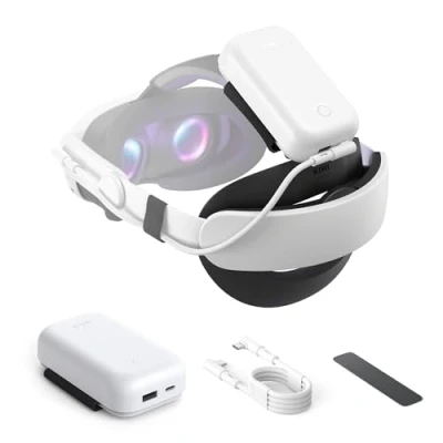 Image de KIWI design 10000mAh Batterie Compatible avec Les Accessoires Meta Quest 3S/Quest 3/Quest 2, Banque d&#039;alimentation pour Équilibrer la Pression de Tête et Prolonger Le Temps Jeu