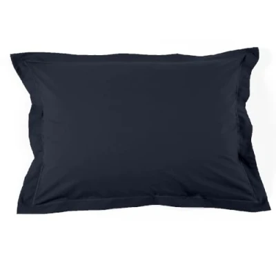 Image de Duquennoy &amp; Lepers Taie d&#039;oreiller Volant Plat 50 x 70 Bleu Marine Percale 80 Fils uni