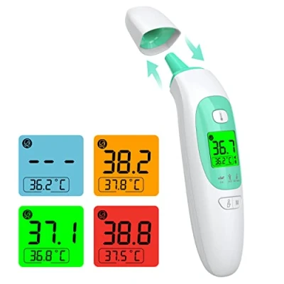 Image de Kkmier Thermometre Frontal et Auriculaire, Médical sans Contact, Oreille Tympanique pour Bébé, Enfant, Adulte Object, Alarme de Fièvre, Écran LCD Fonction Mémorisation