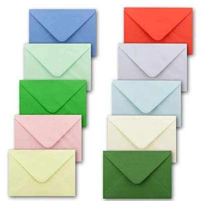 Image de Gustav Neuser Lot de 400 enveloppes à lettres colorées mélangées DIN C6 114 x 162 mm 100 g mélange coloré Collage humide Sans doublure