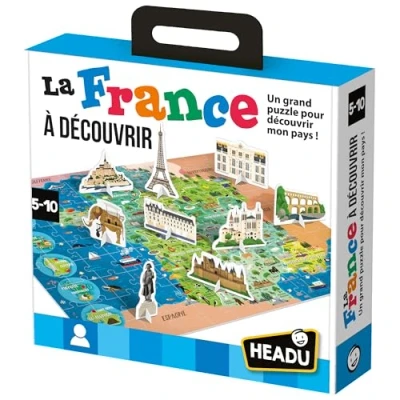Image de Jeu de puzzle La France à découvrir Bleu Enfant Multicolore 5 ans et plus Mixte