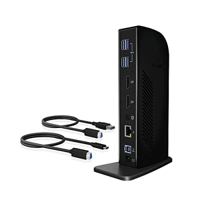 Image de ICY BOX Station d&#039;accueil USB C (11 en 1) avec 2x DisplayPort, Docking pour Ordinateur Portable (Gigabit Ethernet, 6 Ports 3.0), DisplayLink, IB DK2242AC