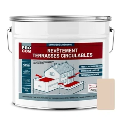 Image de Peinture, résine d&#039;étanchéité imperméabilisation terrasse circulable, balcon, sols extérieurs, béton, plusieurs coloris PROCOM 10 litres