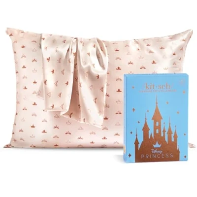 Image de Disney x Kitsch taie d&#039;oreiller en Satin pour Les Cheveux, Plus Douce Que la Soie Cheveux et Peau, rafraîchissante avec Fermeture éclair,