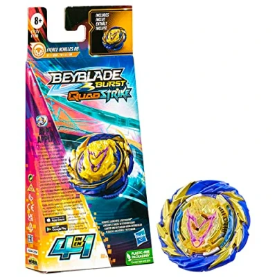 Image de Beyblade Burst QuadStrike, Single Pack Fierce Achilles A8, Jouet pour Enfants à partir de 8 Ans