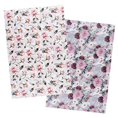Image de Ideen mit Herz Lot de 2 feuilles papier riz élégant Format A4 designs différents Vintage Noël et bien plus encore (fleurs 26)