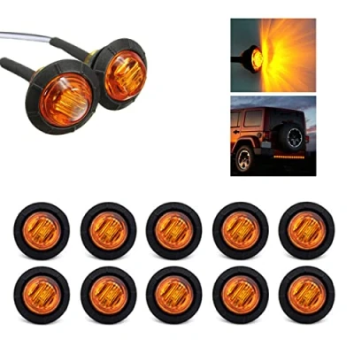 Image de JUTTAUTO Lot de 10 feux gabarit ronds 1,9 cm, 12 V, étanches IP68, position latéraux pour voiture, camion, remorque, tracteur (jaune)