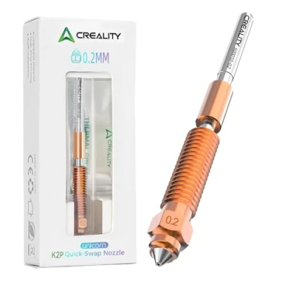 Image de Creality Kit de buses officiel K2 Plus, buse d&#039;imprimante 3D à échange rapide Unicorn avec manche en alliage titane, cuivre et acier trempé pour imprimante K2P/Creality Hi Combo (0,2