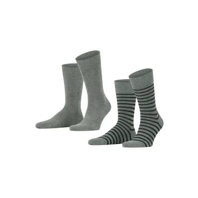 Image de Esprit FINE Stripe 2PACK WITH Pattern Chaussettes Light grey, Homme, Taille: 39 42, grey