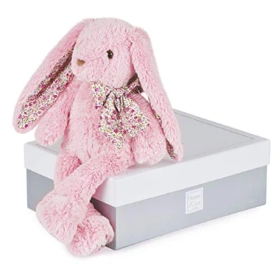 Image de Histoire d&#039;Ours Peluche Lapin Copains Câlins Boîte Cadeau Rose 40cm Doudou Douce et Mignonne Idée de Naissance Bébé Anniversaire Enfants ‎‎HO2435