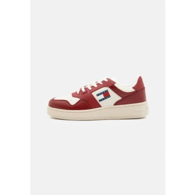 Image de Tommy Jeans NEW Retro Basket Baskets basses, Femme, Taille: 36, Magma red Cuir et textile
