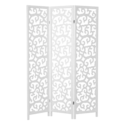 Image de Homestyle4u 3 pan Pliant partition de diviseur Chambre Bois paravent écran confidentialité Blanc