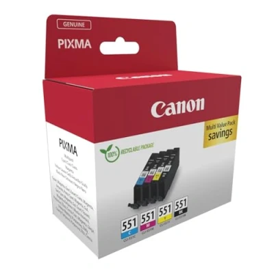Image de Canon CLI 551 Lot de 4 Cartouches d&#039;encre Authentiques (Noir, Cyan, Magenta, Jaune) Carton sécurité Multipack