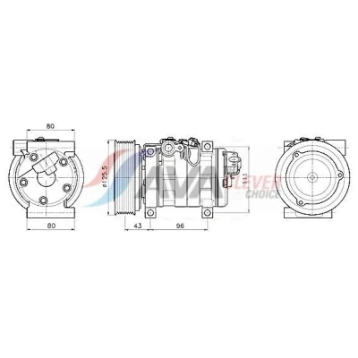 Image de AVA COOLING SYSTEMS MZAK302 compresseur De Climatisation H12 12V PAG 46 R134a avec huile PAG, embrayage magnétique, sans diode