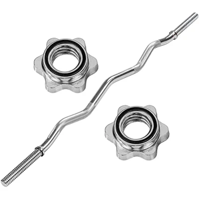 Image de MOVIT SZ Barre curl Professionnelle en Forme de, 30mm STANDARDNORM, Choix: 120cm (7kg) ou 130cm (8kg), chromée Noire, Fermeture étoile Ressort, d&#039;haltère