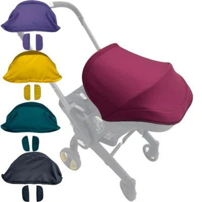 Image de Brogtorl Auvent de poussette, pare soleil en textile compatible avec siège auto et poussette Doona (Couleur vin rouge)