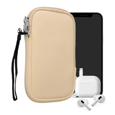Image de kwmobile Housse Universelle Smartphone Pochette de Protection 15,2 x 8,3 cm pour téléphone Portable M 5,5&quot; en néoprène crème