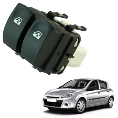 Image de Bouton leve vitre compatible pour Clio 3, Modus, Grand Twingo 2 (2004 2014) CONFORT. Interrupteur lève avant gauche (conducteur) 8200214943