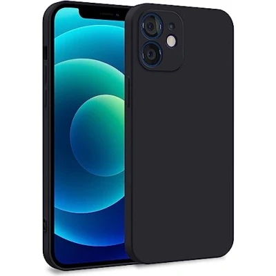 Image de MyGadget Coque Compatible avec Apple iPhone 12 Case TPU Souple &amp; Soft Doublure Microfibre Cover Protection Extra Fine Légère Noir