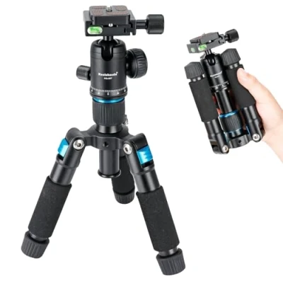 Image de Koolehaoda Mini trépied Portable en Alliage d&#039;aluminium Hauteur 51 cm avec rotule 360 ​​degrés et Sac pour Appareil Photo Reflex numérique, caméscope vidéo. Charge jusqu&#039;à 5 kg (Bleu)