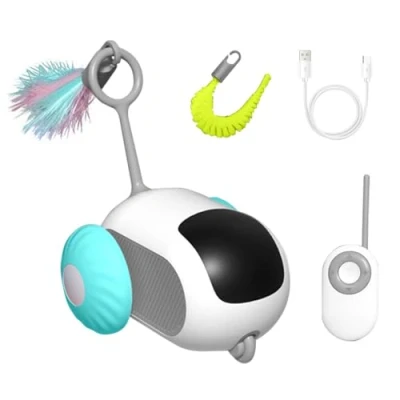 Image de DONGKER Jouet Interactif pour Chat,Souris Électrique Automatique Chat avec Lumières LED,Roues Mobiles Automatiques Rechargeables par USB Chats D&#039;intérieur,Chatons