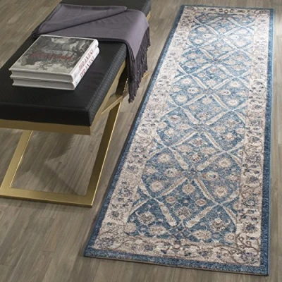 Image de Safavieh Alysia Grand Tapis de Salon rectangulaire pour Une Utilisation en intérieur, Polypropylène, Bleu/Beige, 66 X 182 cm