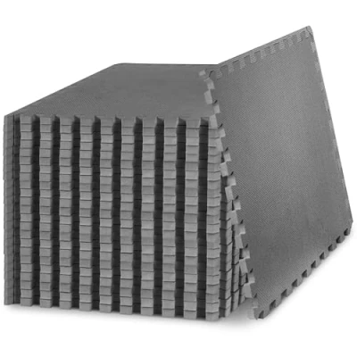 Image de ProsourceFit Extra Thick Puzzle Exercise Mat 3/4&quot;, EVA Foam Interlocking Tiles for Protective, Cushioned Workout Flooring Home and Gym Equipment, Grey 4 Pack, 3/4&quot; 96 Square Feet