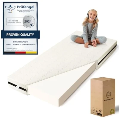 Image de smartwood® Matelas Enfant Smart Comfort pour lit 100x150 Epaisseur 9cm Le tiroir avec âme en Mousse H2 et Housse antiallergique Lavable Oeko Tex 100