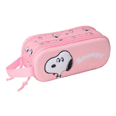 Image de SNOOPY 3D trousse double 3D, pour enfant, idéale les enfants d&#039;âge scolaire, confortable et polyvalente, qualité résistance, 21 x 6 8 cm, rose clair, M, Décontracté