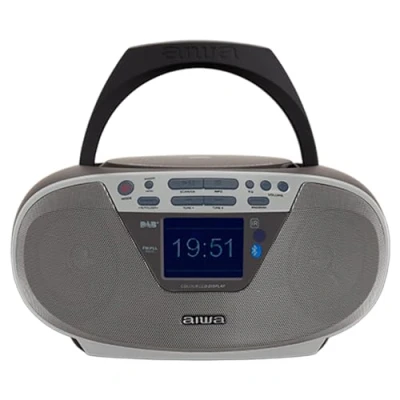 Image de Aiwa BBTU 500DAB/SL Radio CD Portable Dab+ avec écran Couleur 2,4&quot;, Bluetooth 5.0, USB, CD/CDR/RW/MP3, Dab +. : Argent