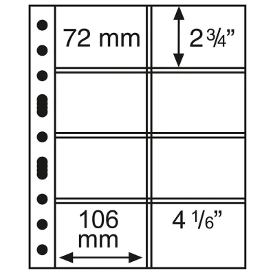 Image de Leuchtturm, Grande, Feuilles (4 anneaux) 2x4 compartiments (106x72 mm.) Transparent dim: 242x312 mm. par 5 pcs.