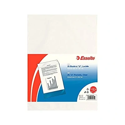 Image de Esselte Enveloppes &quot;U&quot; de luxe, transparent, feuille en polypropylène brillant, 1 paquet x 25 pièces
