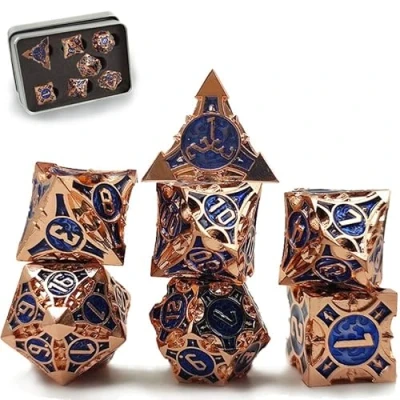 Image de Dés Set D&amp;D, D&amp;D Metall, Polyhydriques, RPG Polyhydriques Métal, de 7 Écrets, Dungeons and Dragons, Jeu Pathfinder (Bronze 4)