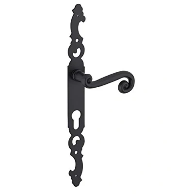 Image de THIRARD Ensemble de poignées pour porte d&#039;entrée Coq trou cylindre, carré 7mm, entr&#039;axes 195mm, laqué noir