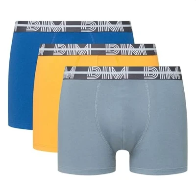 Image de DIM MIX Powerfull 3 PACK Shorty, Homme, Taille: XL, Gris souris/jaune mimosa/bleu acier