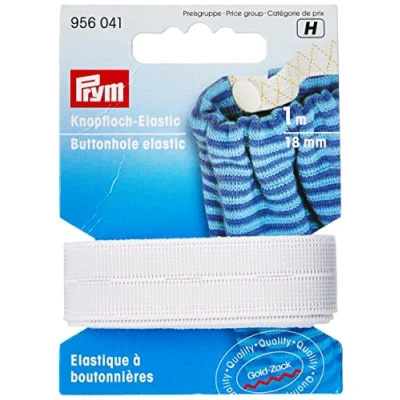 Image de Prym Buttonhole Elastic, Polyester, White, 8 x 5 2 cm