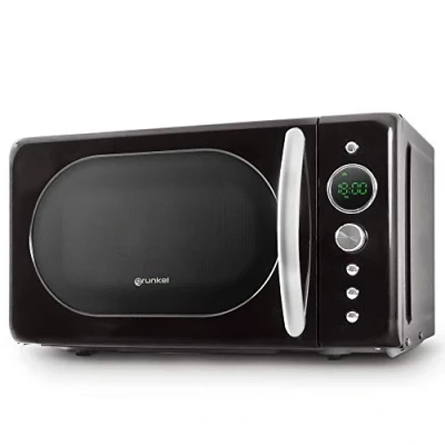 Image de Grunkel Micro ondes de 20 l capacité avec design vintage et 5 niveaux puissance. Fonction dégivrage minuterie 700 W Noir (Digital)