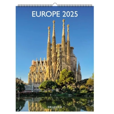 Image de DRAEGER PARIS Calendrier mural déco 29x39 cm 2025 7 langues Janvier à décembre 12 photographies disponible dans plusieurs thèmes Europe Planificateur Photo détachable
