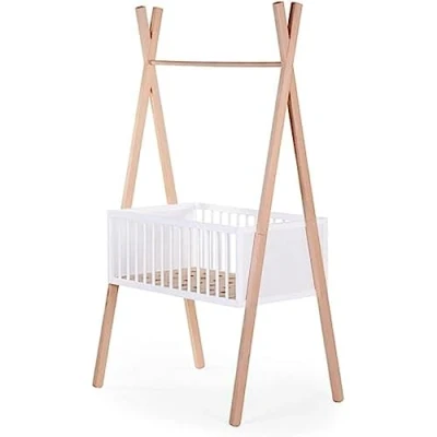 Image de CHILDHOME, Berceau/Lit Pour Bébé Tipi, 50X90Cm, Jusqu&#039;À 6 Mois, Sécurité Optimale, Evolutif, Se Transforme En Etagères Bois Naturel De Hêtre