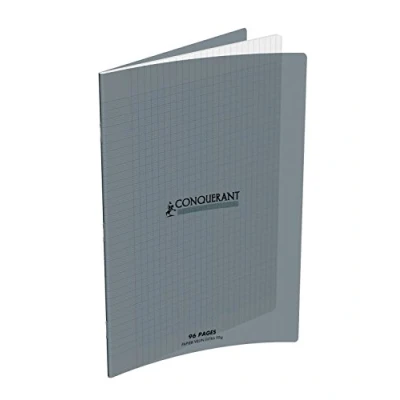 Image de CONQUERANT Cahiers Classique 24x32cm Grands Carreaux Seyès 96 Pages Agrafées Couverture Polypro Gris ,(1 unité)