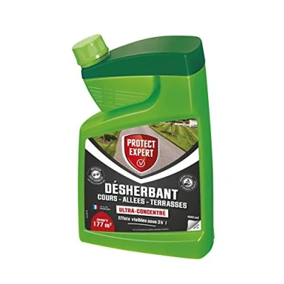 Image de PROTECT EXPERT PROCOURB400 Désherbant Grandes Cours, Allées Ultra Concentre 400 ML Agit par Contact Et Permet D&#039;éliminer Les Principales Mauvaises Herbes Mousses,
