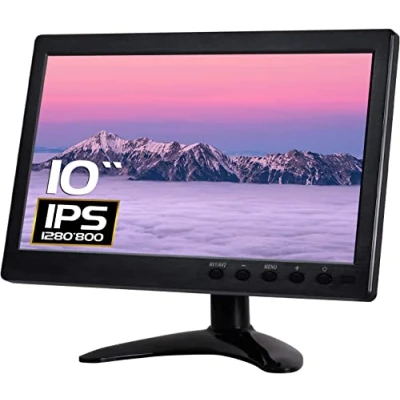 Image de WHOLEV 10.1 Pouces IPS CCTV Moniteur, ¨Cran Couleur HD 1280 * 800, Moniteur de Surveillance Vid¨o et Audio Grand Angle Vue avec Entr¨e HDMI/AV/VGA/BNC Sortie ¨couteur