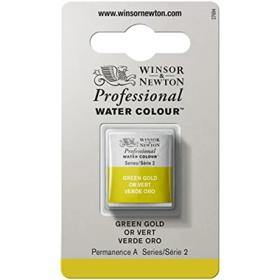 Image de Winsor &amp; Newton Aquarelle Professionnel Peinture Aquarelle, Haute Luminosité, Résistante à la Lumière, Qualité Archive, Demi Godet, Couleur Vert Doré ROW