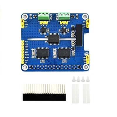 Image de IBest 2 CH Can Hat Channel Isolated Bus Expansion Board for Raspberry Pi 4B/3B+/3B/2B/Zero/Zero W,MCP2515 + SN65HVD230 Dual Chips Solution with Multi Onboard Protection Circuits
