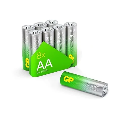Image de GP Lot de 8 Piles Super alcalines AA Mignon 1,5 V, idéales pour alimenter Les appareils du Quotidien, Nouvelle Technologie G Tech Longlife