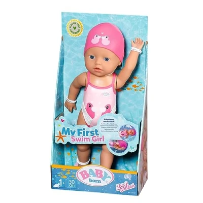 Image de Zapf Creation 835302 Baby Born My First Swim Girl 30cm Badepuppe, bewegliche Arme Beine, schwimmt durchs Wasser, Wasserdicht und Ohne Batterien verwendbar
