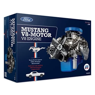 Image de Franzis 67501 Ford Mustang V8 un kit de modèle fidèle à l&#039;échelle 1:4 du moteur Mustang, son original et manuel complet 100 pages