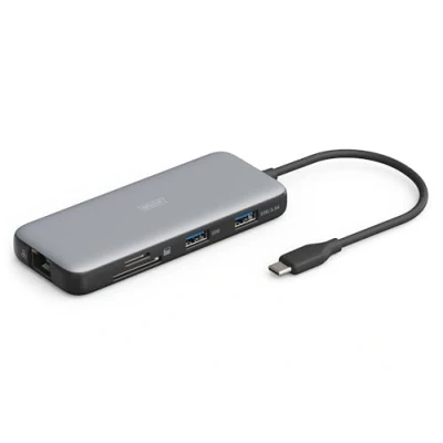 Image de DIGITUS Station d&#039;accueil USB C 7 Ports 1x HDMI UltraHD 4k/60Hz 2X A 3.2 Gen2 100W PD 3.0 RJ45 Double Lecteur de Cartes Gris