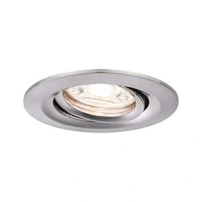 Image de Paulmann 94294 LED Nova mini Coin rond orientable incl. 1x4 watts Spot plafond Acier brossé Lampe encastrée aluminium Blanc chaud 2700 K, 4 W, 1er (Eisen gebürstet)