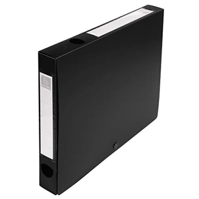 Image de Exacompta Réf. 54631E 10 Boîtes d&#039;archives à pression en polypropylène opaque Dos 40 mm Porte étiquettes sur les 2 faces Pour format A4 Dimensions 25 x 33cm Couleur noir livrées plat
